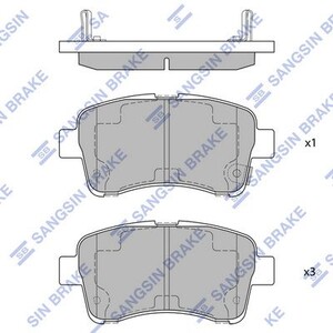 Фото Комплект гальмівних колодок з 4 шт. дисків HI-Q/Sangsin SP1633