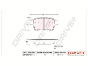 Фото Комплект гальмівних накладок, дискове гальмо DRIVE PARTS  DP1010.10.0444