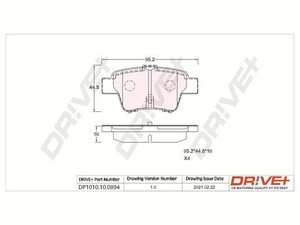 Фото Комплект гальмівних накладок, дискове гальмо DRIVE PARTS  DP1010.10.0894