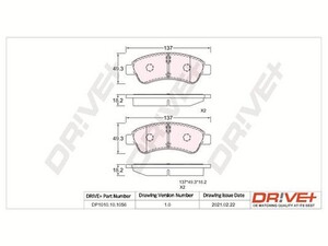 Фото Комплект гальмівних накладок, дискове гальмо DRIVE PARTS  DP1010.10.1056