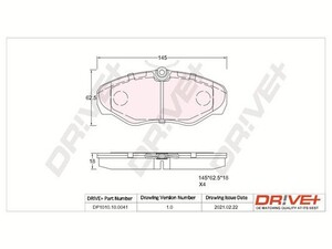 Фото Комплект гальмівних накладок, дискове гальмо DRIVE PARTS  DP1010.10.0041