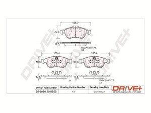 Фото Комплект гальмівних накладок, дискове гальмо DRIVE PARTS  DP1010.10.0368