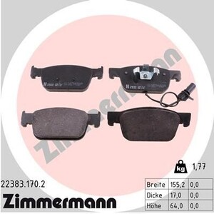 Фото Колодки гальмівні (передні) Audi A4/A5 16- (з датчиком) (Teves) Zimmermann 22383.170.2