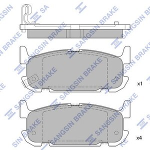 Фото Комплект гальмівних накладок, дискове гальмо HI-Q/Sangsin SP1525