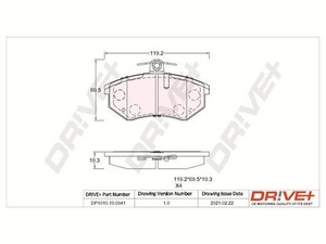 Фото Комплект гальмівних накладок, дискове гальмо DRIVE PARTS  DP1010100941