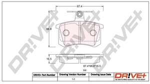 Фото Комплект гальмівних накладок, дискове гальмо DRIVE PARTS  DP1010100943