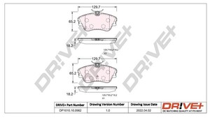 Фото Комплект гальмівних накладок, дискове гальмо DRIVE PARTS  DP1010100982