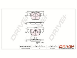 Фото Комплект гальмівних накладок, дискове гальмо DRIVE PARTS  DP1010100805