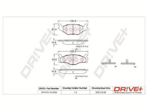 Фото Комплект гальмівних накладок, дискове гальмо DRIVE PARTS  DP1010100938