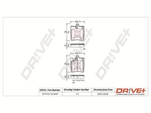 Фото Комплект гальмівних накладок, дискове гальмо DRIVE PARTS  DP1010100847