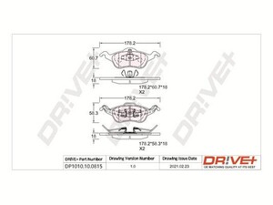 Фото Комплект гальмівних накладок, дискове гальмо DRIVE PARTS  DP1010100815