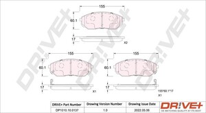 Фото Комплект гальмівних накладок, дискове гальмо DRIVE PARTS  DP1010100137