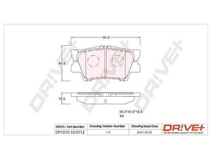 Фото Комплект гальмівних накладок, дискове гальмо DRIVE PARTS  DP1010100112