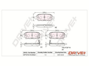 Фото Комплект гальмівних накладок, дискове гальмо DRIVE PARTS  DP1010100064