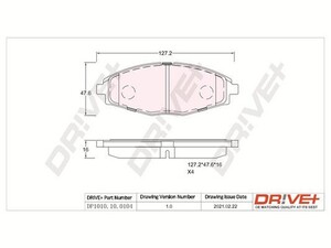 Фото Комплект гальмівних накладок, дискове гальмо DRIVE PARTS  DP1010100104