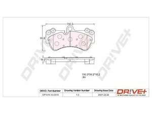 Фото Комплект гальмівних накладок, дискове гальмо DRIVE PARTS  DP1010100918