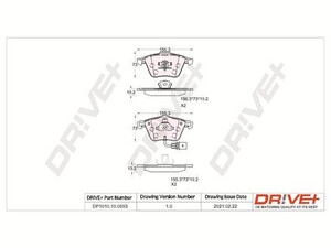 Фото Комплект гальмівних накладок, дискове гальмо DRIVE PARTS  DP1010100893