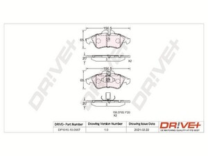 Фото Комплект гальмівних накладок, дискове гальмо DRIVE PARTS  DP1010100987