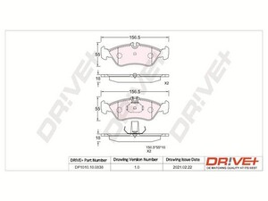 Фото Комплект гальмівних накладок, дискове гальмо DRIVE PARTS  DP1010100838