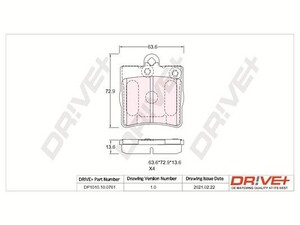 Фото Комплект гальмівних накладок, дискове гальмо DRIVE PARTS  DP1010100761