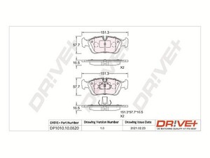 Фото Комплект гальмівних накладок, дискове гальмо DRIVE PARTS  DP1010100820