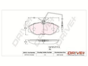 Фото Комплект гальмівних накладок, дискове гальмо DRIVE PARTS  DP1010100842