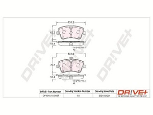 Фото Комплект гальмівних накладок, дискове гальмо DRIVE PARTS  DP1010100857