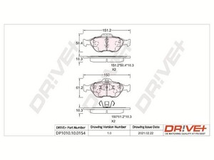 Фото Комплект гальмівних накладок, дискове гальмо DRIVE PARTS  DP1010100154