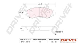 Фото Комплект гальмівних накладок, дискове гальмо DRIVE PARTS  DP1010100072