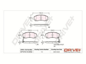 Фото Комплект гальмівних накладок, дискове гальмо DRIVE PARTS  DP1010100056