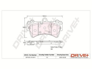 Фото Комплект гальмівних накладок, дискове гальмо DRIVE PARTS  DP1010100911