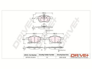 Фото Комплект гальмівних накладок, дискове гальмо DRIVE PARTS  DP1010100814