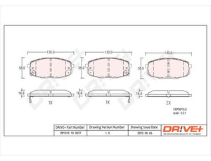 Фото Комплект гальмівних накладок, дискове гальмо DRIVE PARTS  DP1010100027