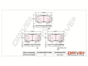 Фото Комплект гальмівних накладок, дискове гальмо DRIVE PARTS  DP1010100040