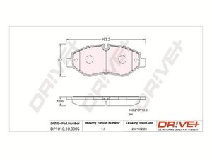 Фото Комплект гальмівних накладок, дискове гальмо DRIVE PARTS  DP1010100905