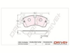 Фото Комплект гальмівних накладок, дискове гальмо DRIVE PARTS  DP1010100904