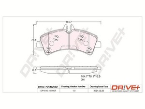 Фото Комплект гальмівних накладок, дискове гальмо DRIVE PARTS  DP1010100907