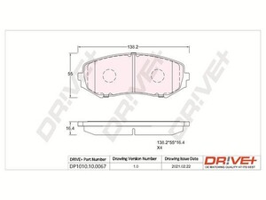 Фото Комплект гальмівних накладок, дискове гальмо DRIVE PARTS  DP1010100067