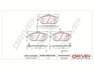 Фото Комплект гальмівних накладок, дискове гальмо DRIVE PARTS  DP1010100093