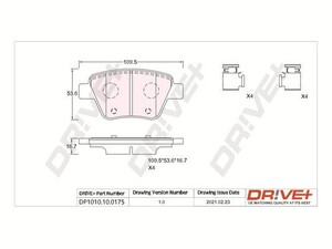 Фото Комплект гальмівних накладок, дискове гальмо DRIVE PARTS  DP1010100175