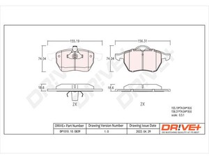 Фото Комплект гальмівних накладок, дискове гальмо DRIVE PARTS  DP1010100839