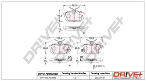 Фото Комплект гальмівних накладок, дискове гальмо DRIVE PARTS  DP1010100092