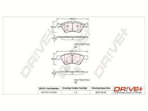 Фото Комплект гальмівних накладок, дискове гальмо DRIVE PARTS  DP1010100921