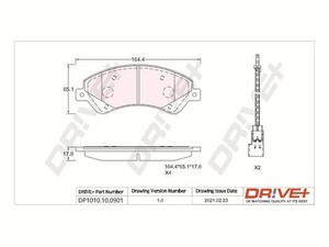 Фото Комплект гальмівних накладок, дискове гальмо DRIVE PARTS  DP1010100901