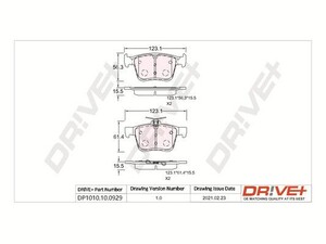 Фото Комплект гальмівних накладок, дискове гальмо DRIVE PARTS  DP1010100929