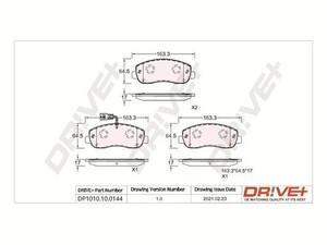 Фото Комплект гальмівних накладок, дискове гальмо DRIVE PARTS  DP1010100144