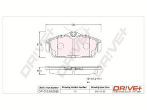 Фото Комплект гальмівних накладок, дискове гальмо DRIVE PARTS  DP1010.10.0055