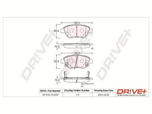 Фото Комплект гальмівних накладок, дискове гальмо DRIVE PARTS  DP1010.10.0037