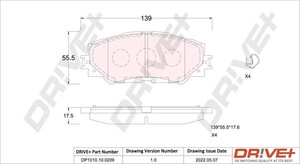 Фото Комплект гальмівних накладок, дискове гальмо DRIVE PARTS  DP1010100209