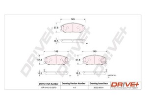 Фото Комплект гальмівних накладок, дискове гальмо DRIVE PARTS  DP1010100070